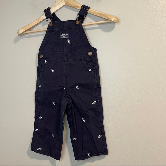 OshKosh B'Gosh Embroidered Football Navy Overalls 24M - Picture 1 of 5